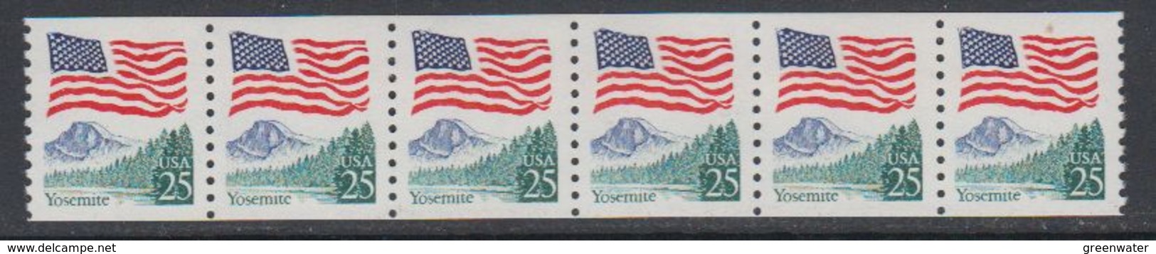 USA 1988 Yosemite (coil Stamps) 1v Strip Of 6 ** Mnh (40747H) - Ongebruikt