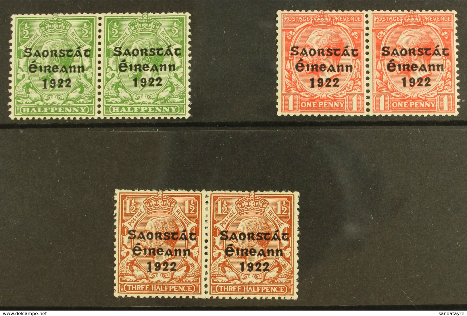 1922-23 ½d Green 1d Scarlet & 1½d Red-brown, SG 67/69, Fine Mint Horizontal PAIRS With All The Left Stamps Showing LONG  - Otros & Sin Clasificación