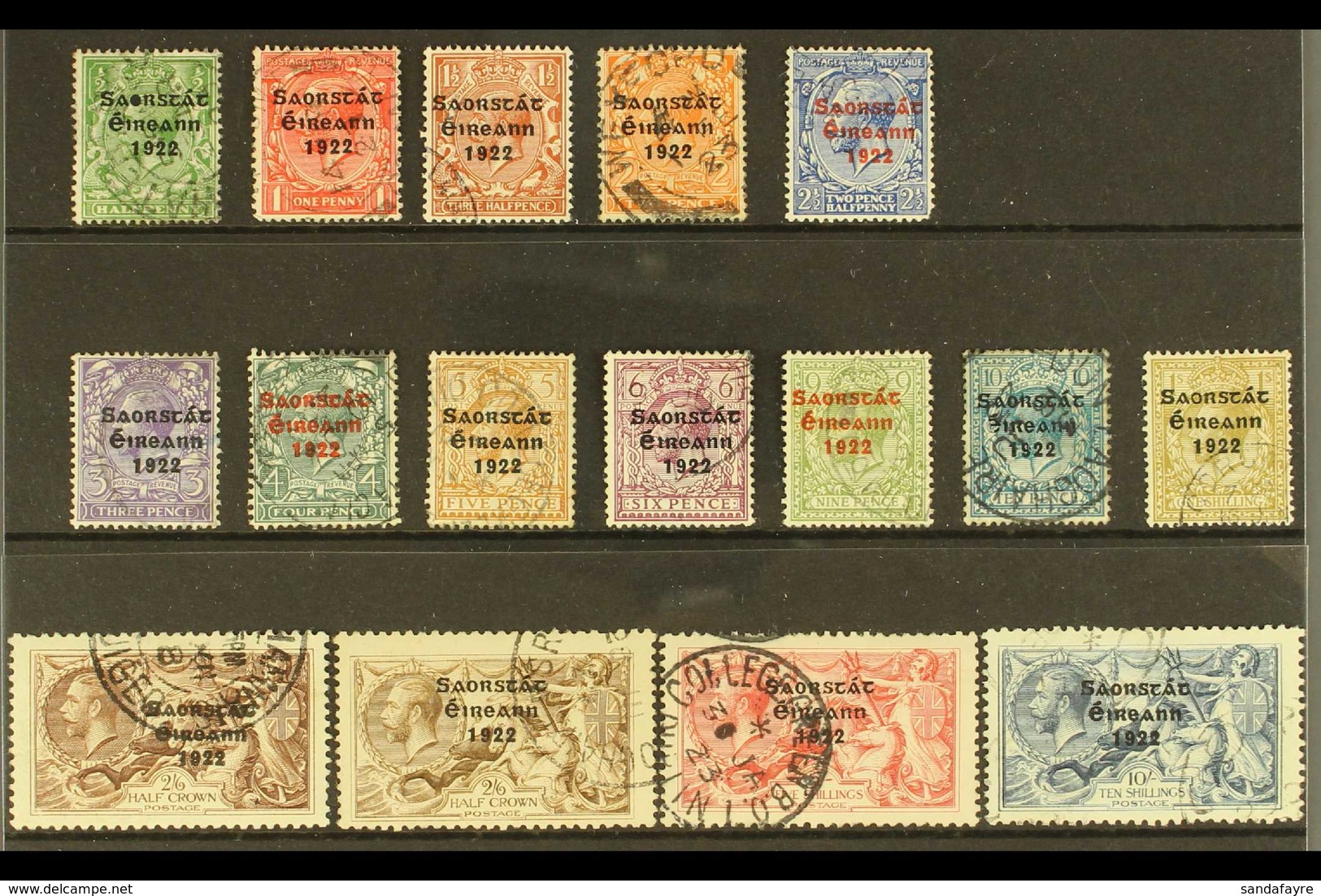 1922-23 IRISH FREE STATE. KGV Definitive Overprinted Set, SG 52/66 Plus An Additional 2s6d Seahorse Pale Brown Shade (SG - Otros & Sin Clasificación