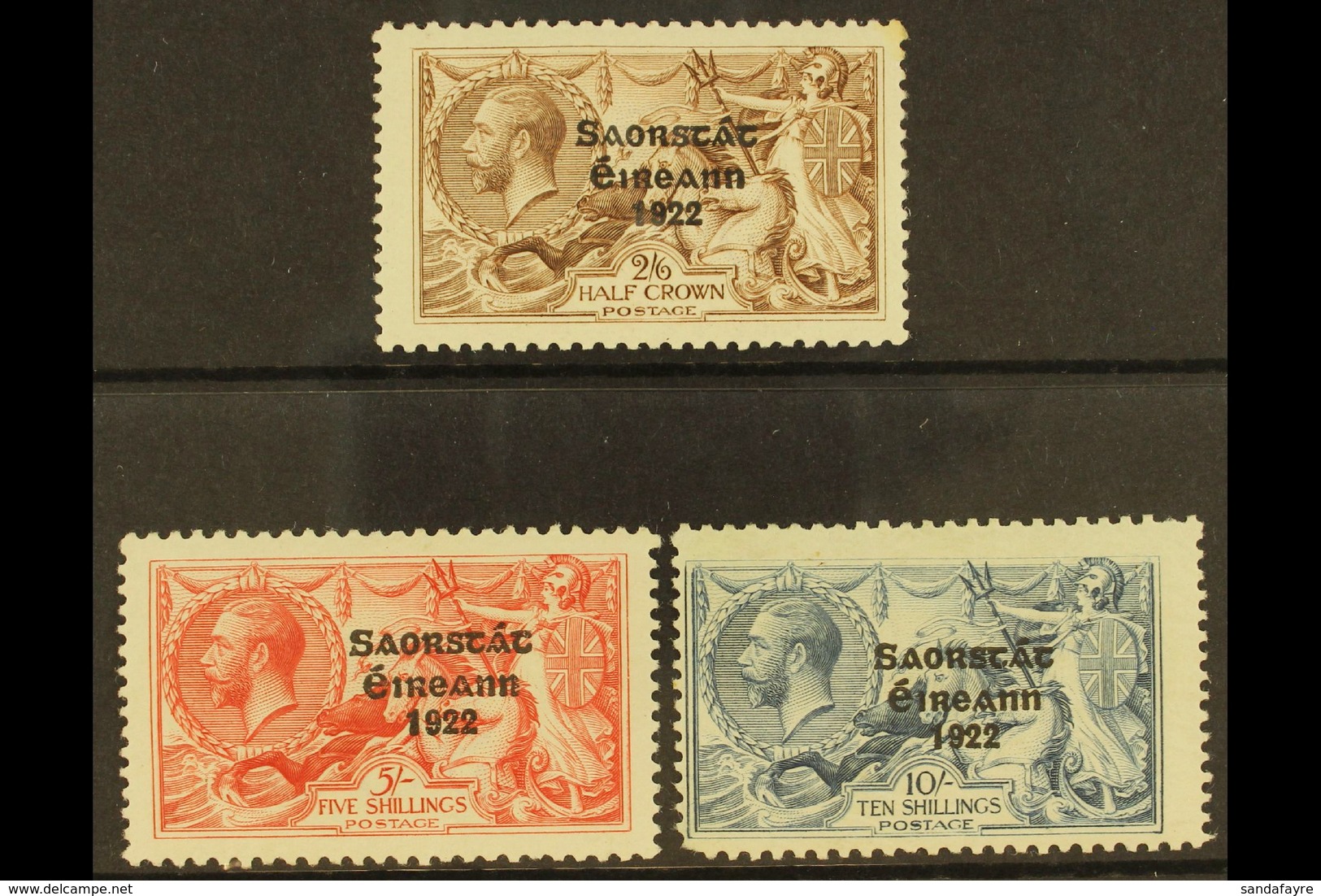 1925-28 2s6d, 5s, And 10s Bradbury Printings With Three Line Overprint, With Narrow Date, SG 83/85, Mint, The 10s With C - Otros & Sin Clasificación