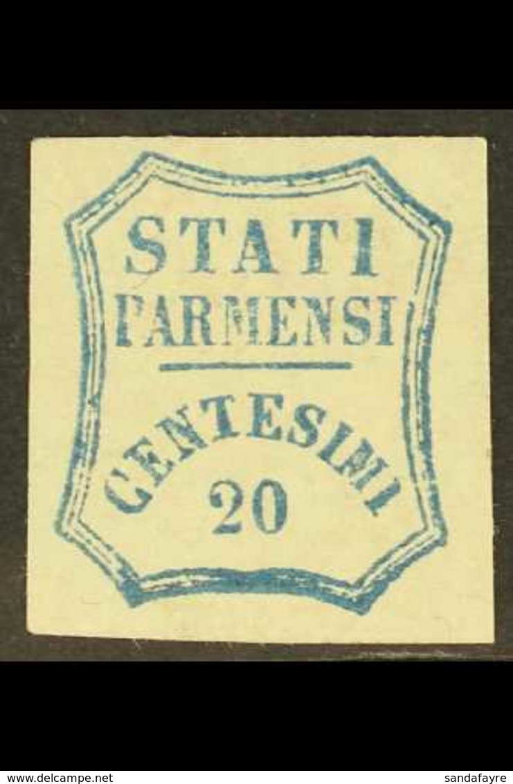 PARMA - PROVISIONAL GOVERNMENT 1859 20c Blue, Sass 15, Very Fine Mint, Large Part Og, With Good Margins All Round. Cat € - Sin Clasificación
