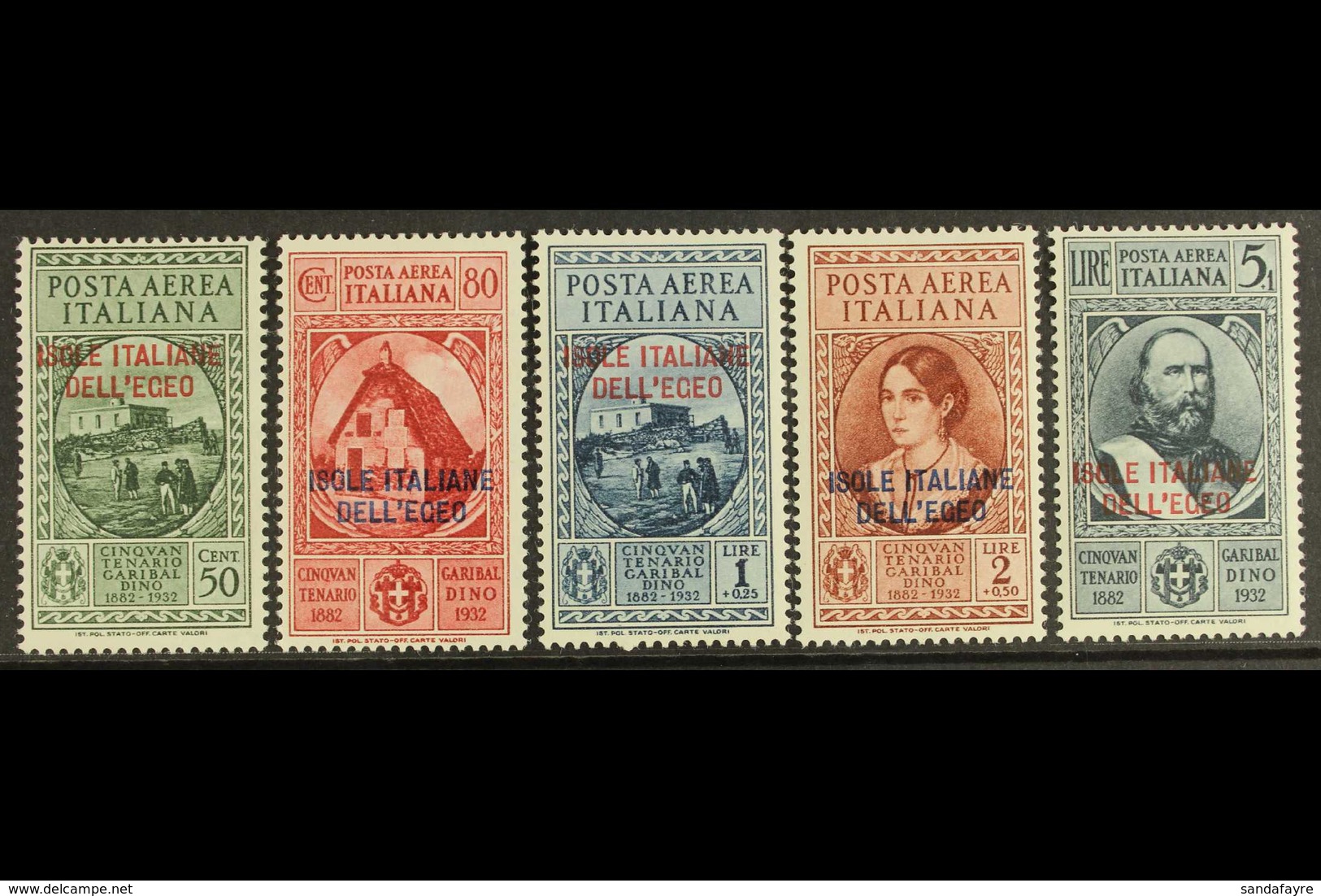 AEGEAN ISLANDS 1932 Garibaldi Postage Set, Sass 14/18 Very Fine Mint. (5 Stamps) For More Images, Please Visit Http://ww - Otros & Sin Clasificación