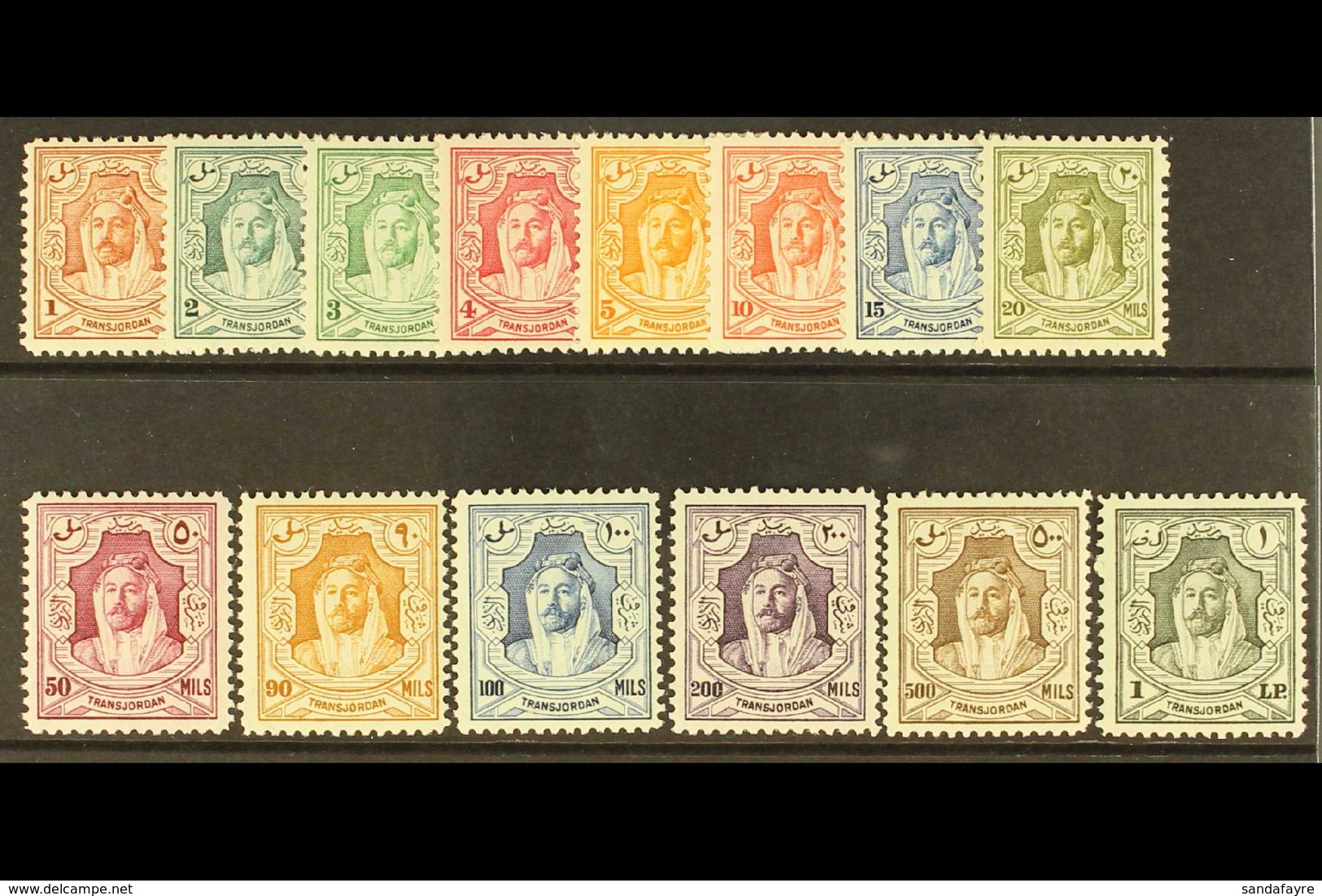 1943 Emir Abdullah Set Complete, Wmk Script, SG 230/43, Very Fine Never Hinged Mint. (14 Stamps) For More Images, Please - Jordania