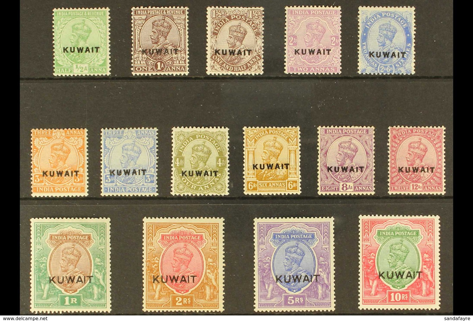 1923-24 First Issue Complete Set, SG 1/15, Mint Lightly Hinged (15 Stamps) For More Images, Please Visit Http://www.sand - Kuwait