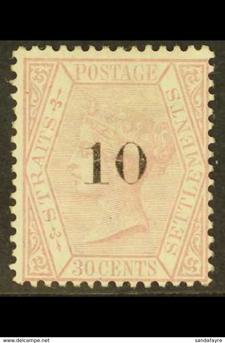 1880 (April) 10 On 30c Claret, SG 33, Fine Unused Without Gum. For More Images, Please Visit Http://www.sandafayre.com/i - Straits Settlements