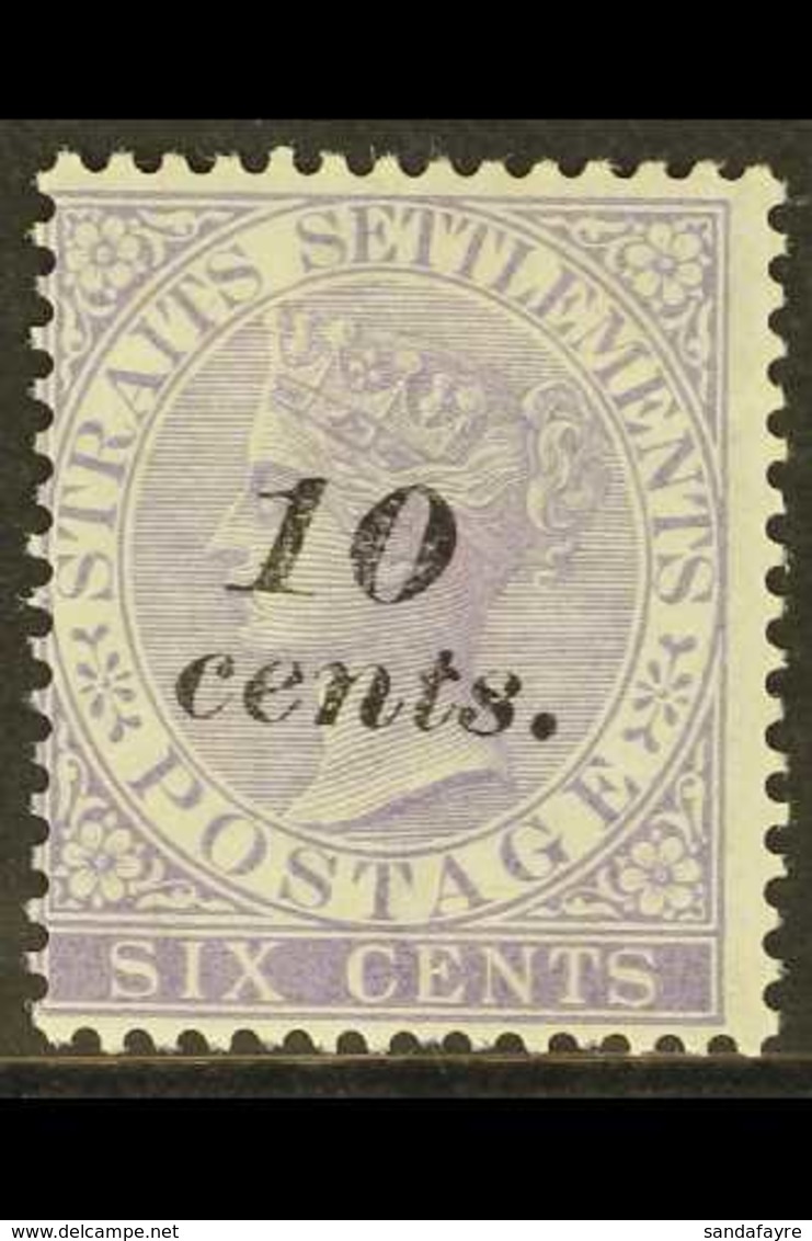 1880-81 10  On 6c Lilac, SG 44, Fine Mint.  For More Images, Please Visit Http://www.sandafayre.com/itemdetails.aspx?s=6 - Straits Settlements