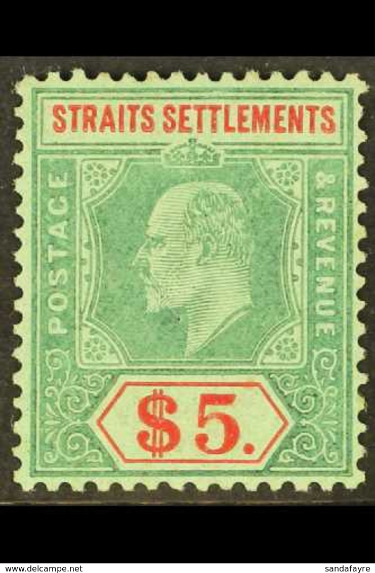 1906-12 $5 Green And Red On Green, SG 167, Fine Mint. For More Images, Please Visit Http://www.sandafayre.com/itemdetail - Straits Settlements
