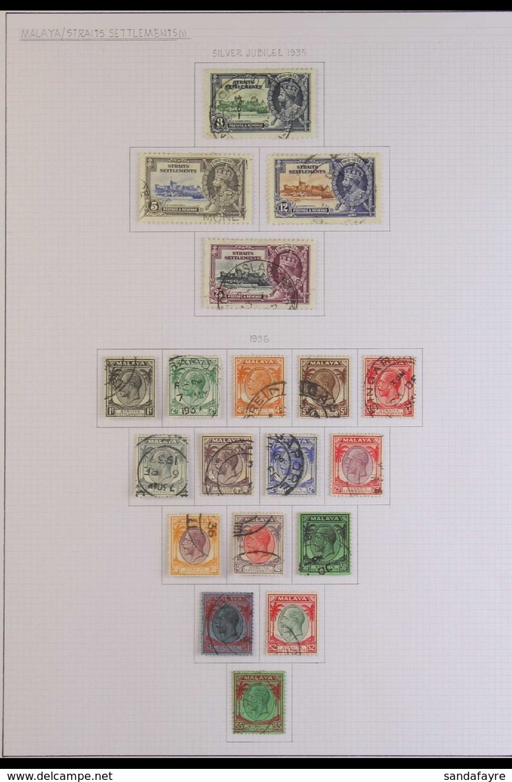 1935-48 USED COLLECTION OF SETS Presented On Album Pages And Includes The 1935 Jubilee Set, 1936-37 KGV Definitive Set,  - Straits Settlements