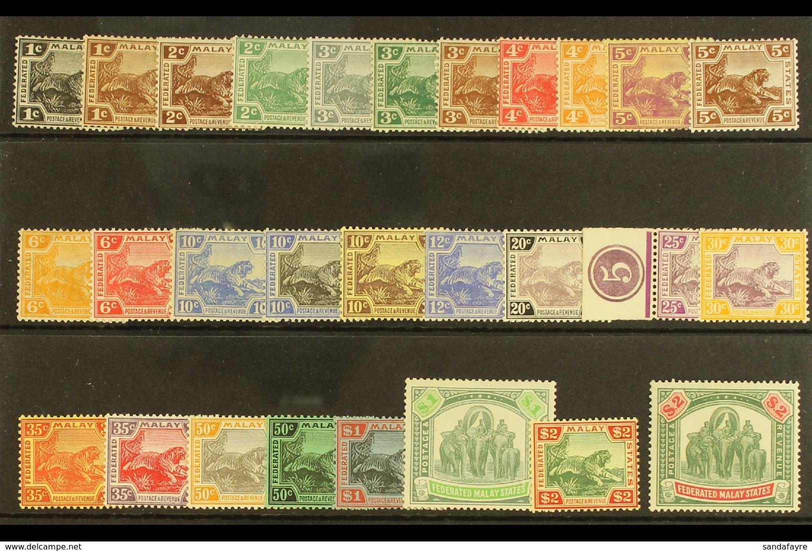 FEDERATED STATES 1922 - 34 Wmk Script Set To $2 Complete, SG 52/79, Very Fine And Fresh Mint. (28 Stamps) For More Image - Otros & Sin Clasificación