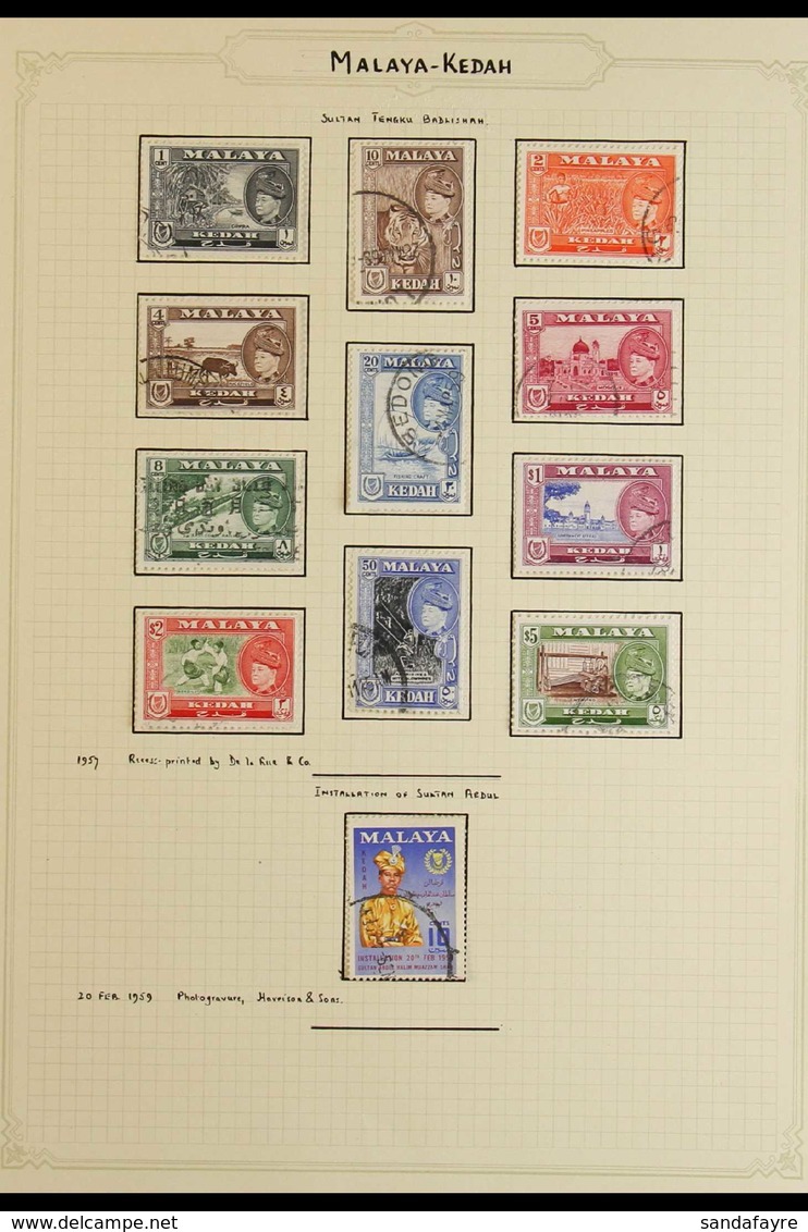 KEDAH 1950-1971 FINE USED All Different Collection On Album Pages. With 1950-55 Definitive Range To $2, 1957 Definitives - Otros & Sin Clasificación