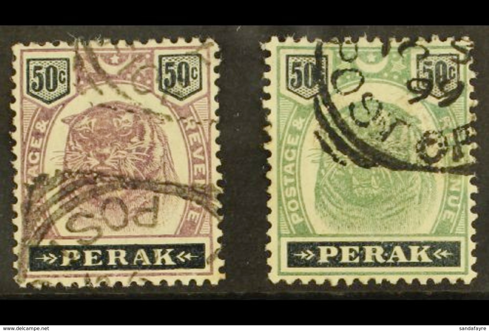 PERAK 1895 50c Dull Purple And Greenish Black And 50c Green And Black, SG 74/75, Very Fine Used. (2 Stamps) For More Ima - Otros & Sin Clasificación