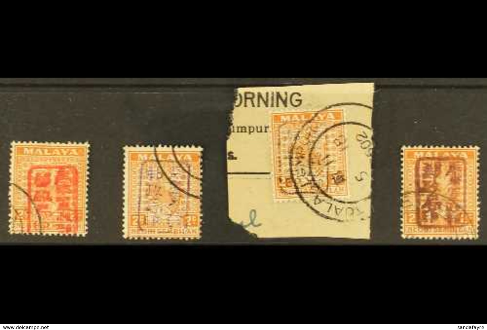 GENERAL ISSUES 1942 Negri Sembilan 2c Orange With T1 Overprint In Red, Violet, Black And Brown (SG J162/a/b/c), Fine Use - Otros & Sin Clasificación