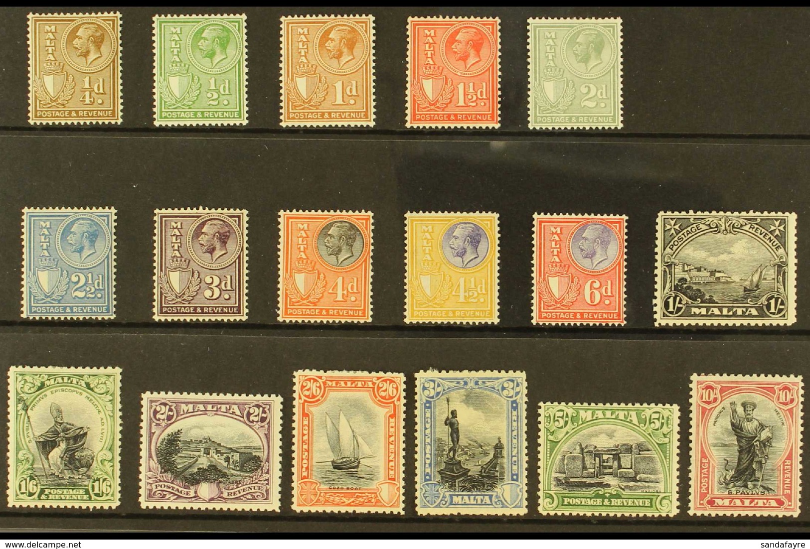 1930 "Postage & Revenue" Inscribed Pictorial Set, SG 193/209, Fine Mint (17 Stamps) For More Images, Please Visit Http:/ - Malta (...-1964)