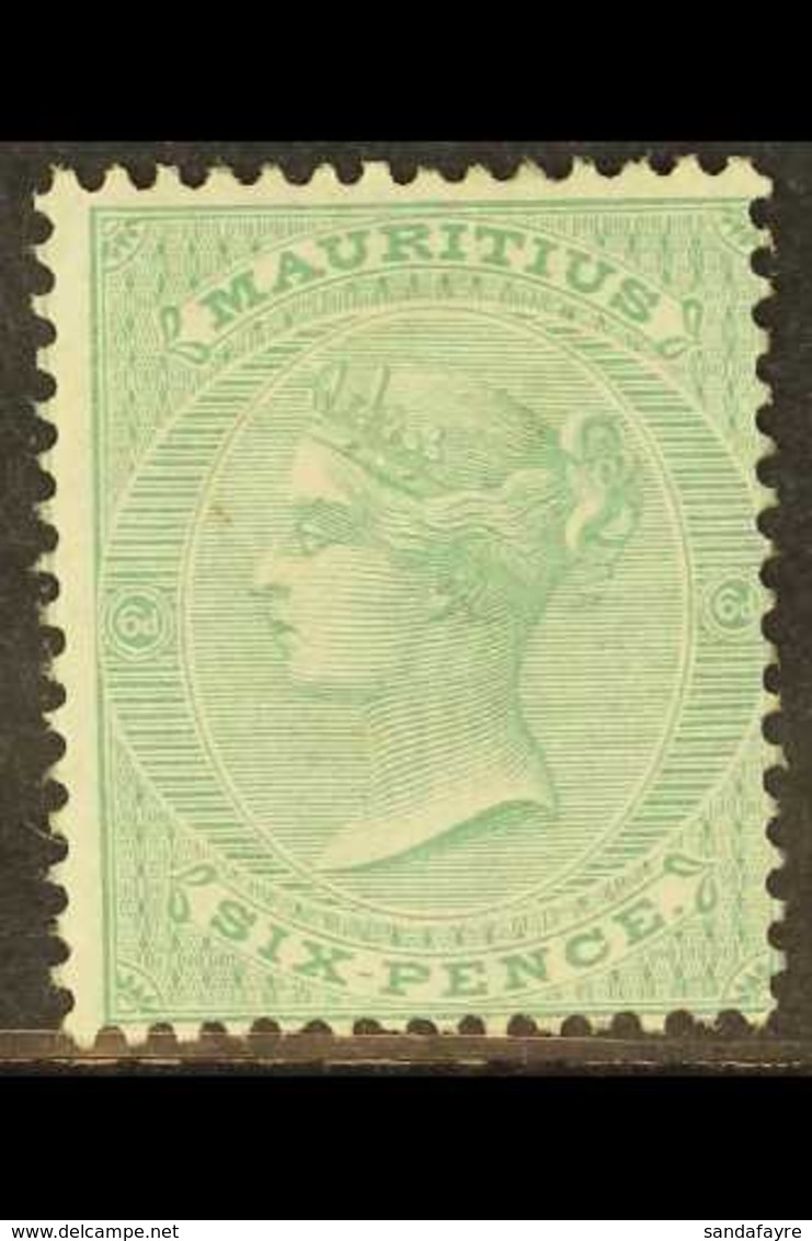 1863 6d Yellow Green, Wmk CC, SG 64, Fine Mint. For More Images, Please Visit Http://www.sandafayre.com/itemdetails.aspx - Mauritius (...-1967)