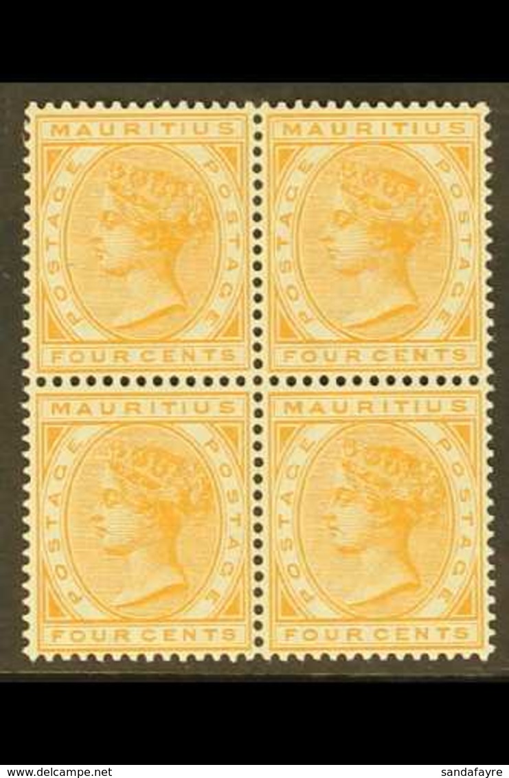 1883 4c Orange, Wmk CA, SG 104, As A Superb Mint Block Of 4, 2 NHM. For More Images, Please Visit Http://www.sandafayre. - Mauricio (...-1967)