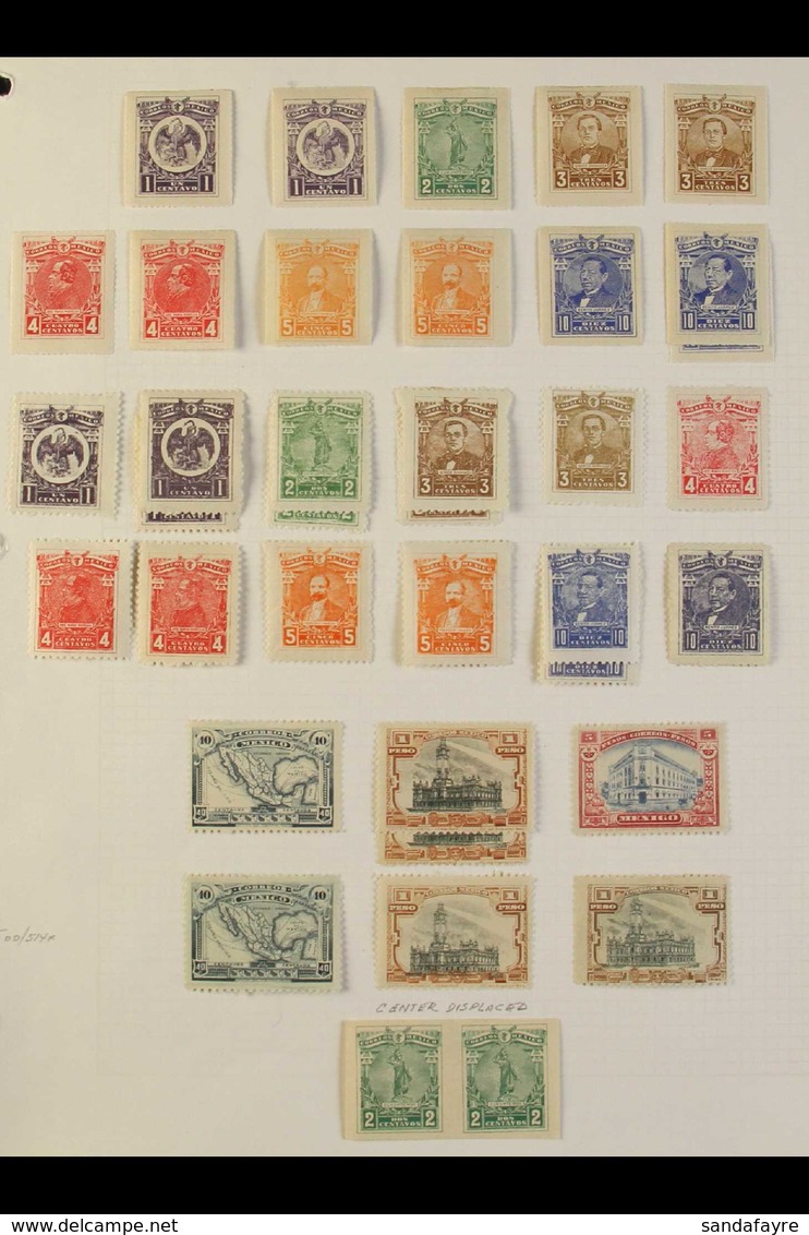 1915-1946 ATTRACTIVE COLLECTION On Leaves, Mint & Used (often Both Examples), Inc 1915-16 Set Mint, Plus 2c Imperf Pair, - México