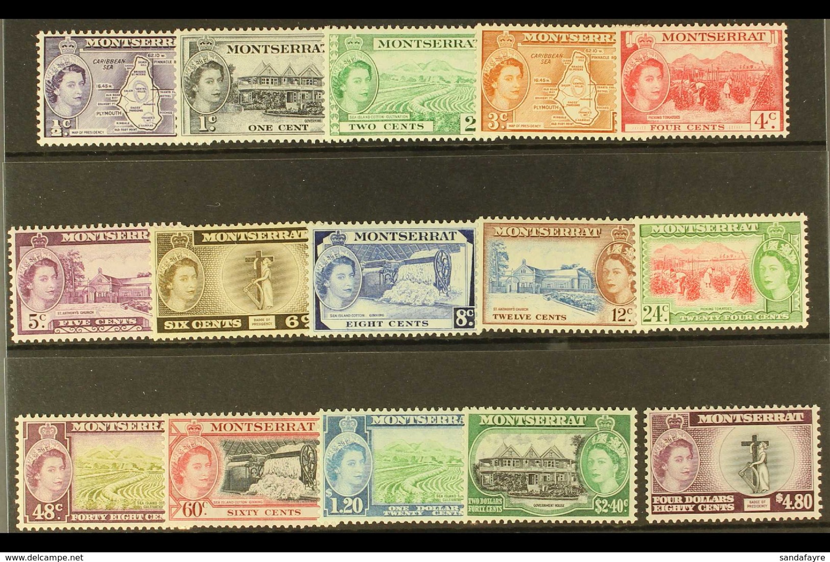 1953-62 Pictorial Definitive Set, SG 136a/49, Never Hinged Mint (15 Stamps) For More Images, Please Visit Http://www.san - Montserrat