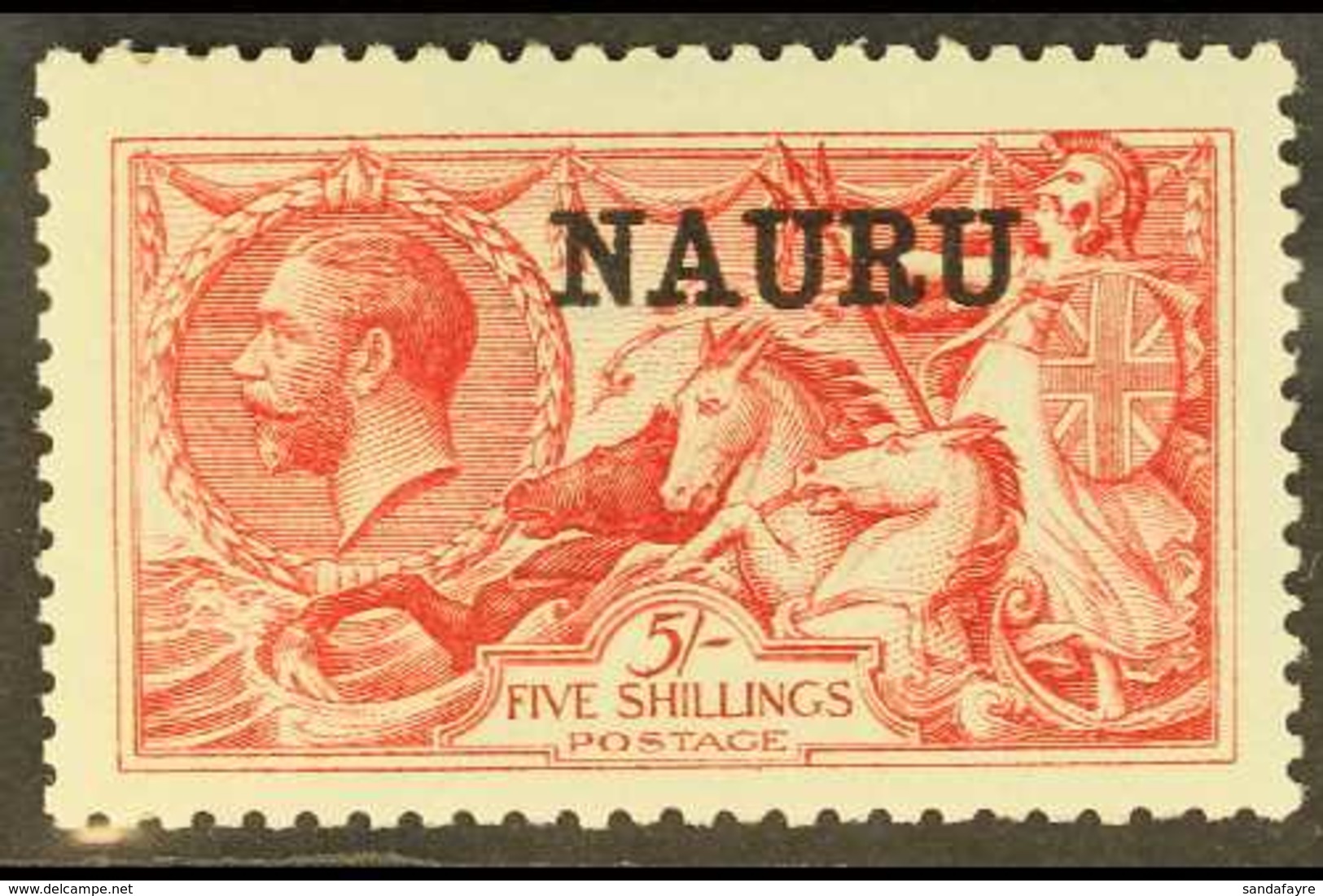 1916-23 5s Bright Carmine Seahorse, De LA Rue Printing, SG 22, Very Fine Mint. For More Images, Please Visit Http://www. - Nauru