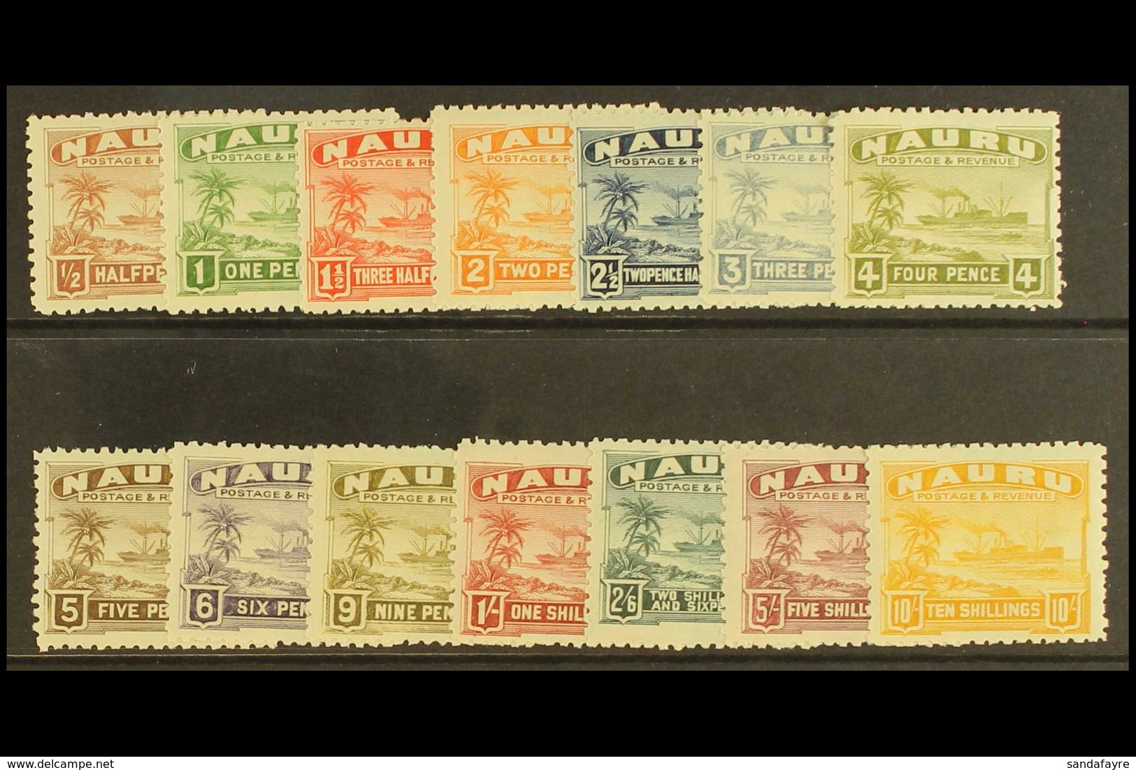 1924 - 48 Freighter Set Complete On Rough, Unsurfaced Paper, SG 26A/39A, Very Fine Mint. (14 Stamps) For More Images, Pl - Nauru