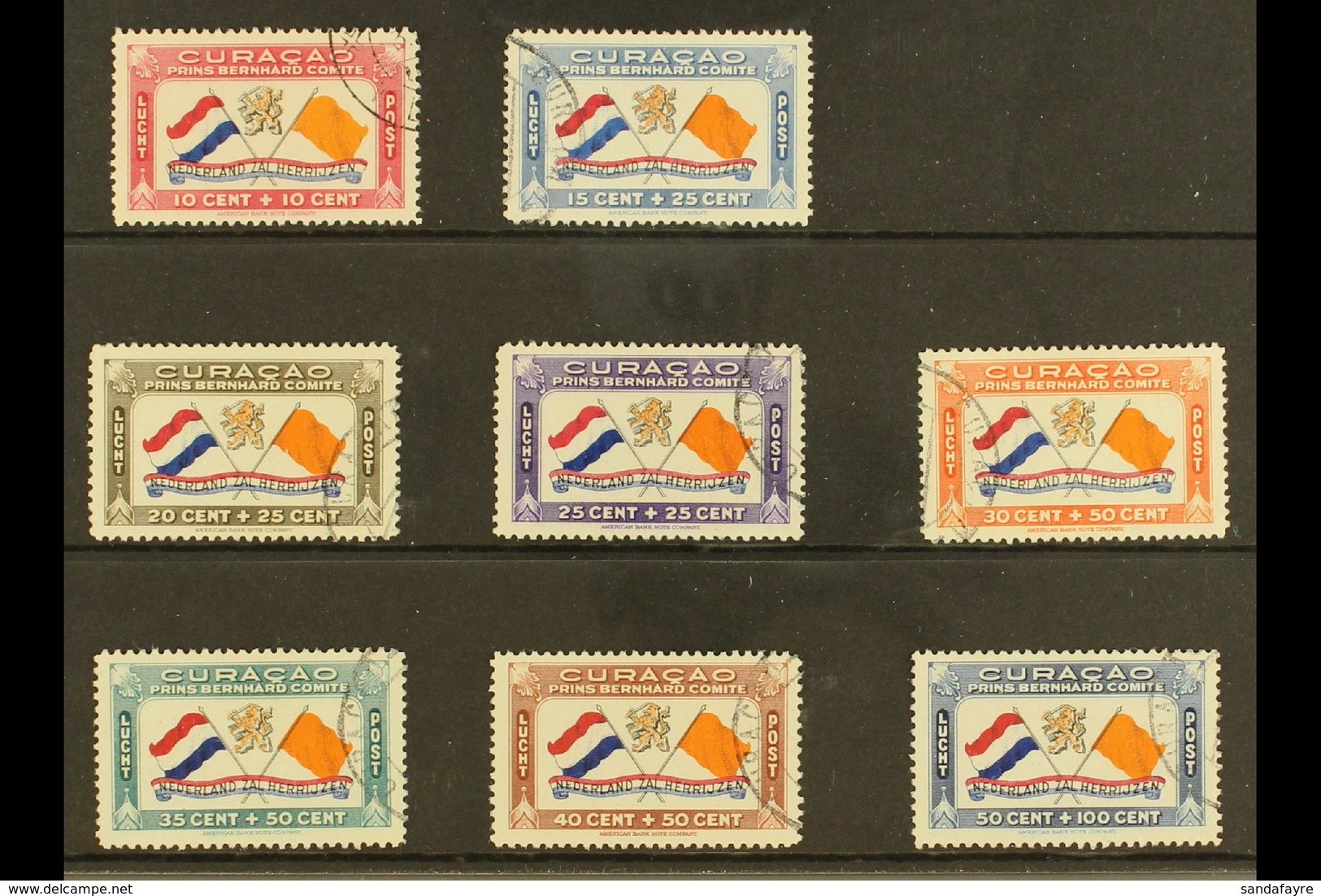 CURACAO 1941 Prince Bernhard Fund Complete Air Set, SG 175/182, Very Fine Used (8 Stamps) For More Images, Please Visit  - Otros & Sin Clasificación