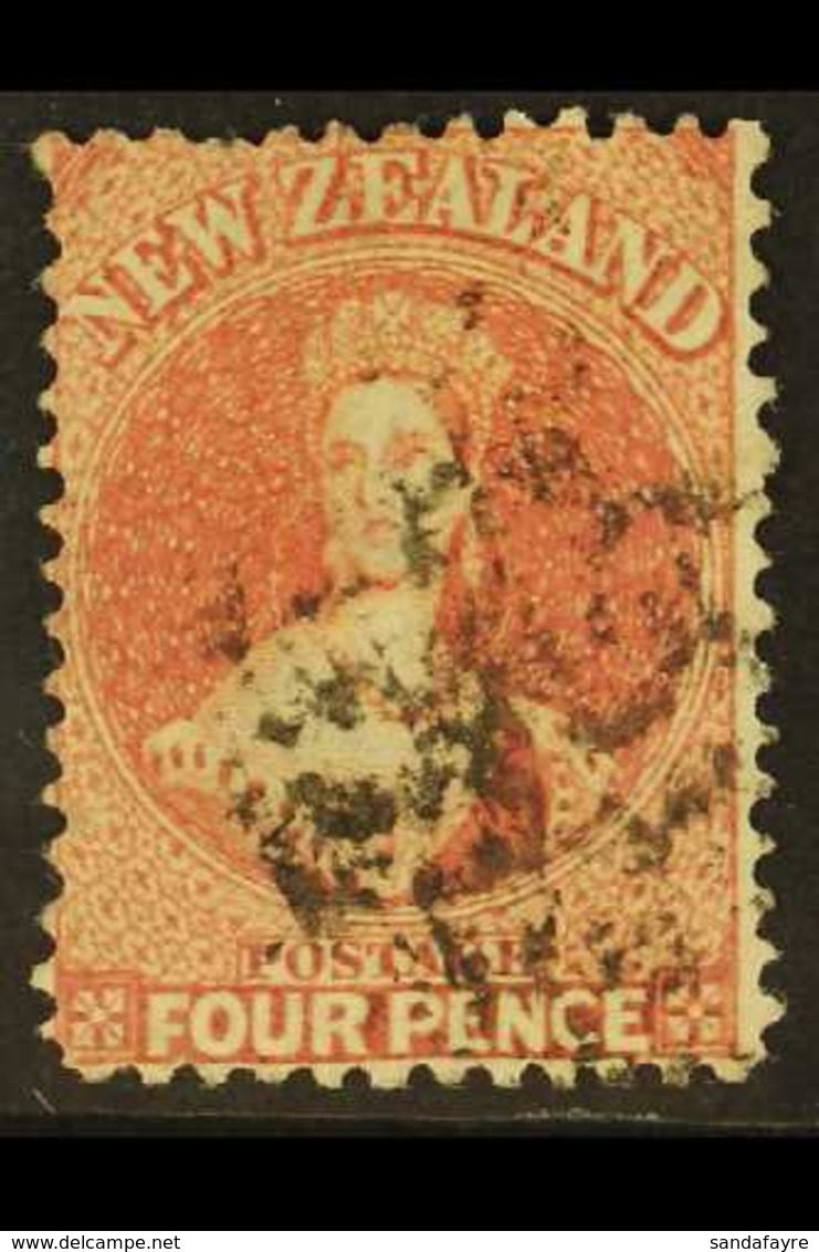 1864-71 4d Deep Rose, Watermark Large Star, Perf 12½ At Auckland, SG 119, Fine Used. For More Images, Please Visit Http: - Otros & Sin Clasificación