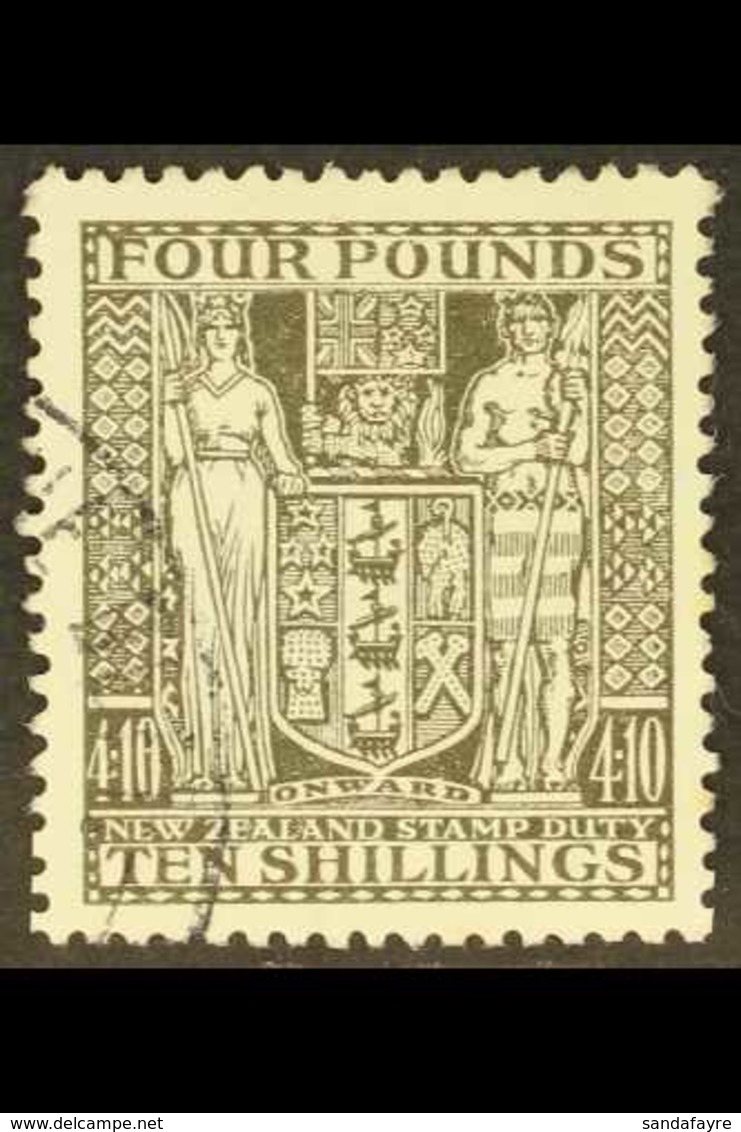 1931-40 Postal Fiscal £4.10s Deep Olive Grey, SG F167, Cat £2250 If Postally Used, Cds Used (likely Fiscal Cancel) For M - Otros & Sin Clasificación