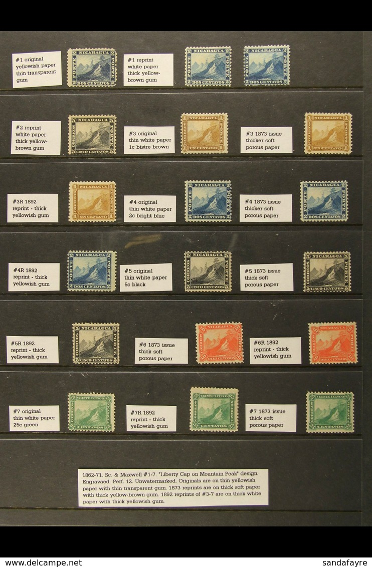 1862-1882 COLLECTION Mint And Used (mostly Mint). With 1862 2c Mint With Gum, Plus 2c & 5c Reprints; 1869-71 (perf) Thin - Nicaragua
