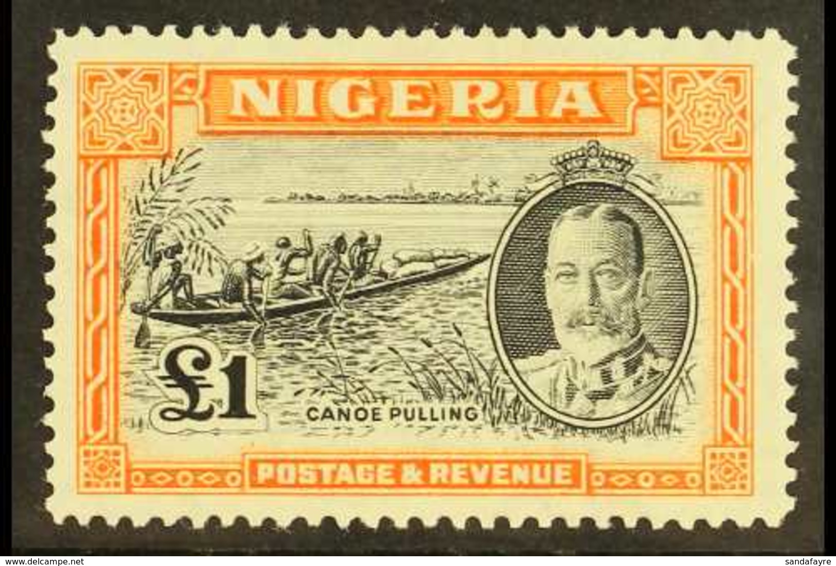 1936 £1 Black And Orange, SG 45, Mint With Good Colour, Small Area Of Black Paper Adhered To Gum. For More Images, Pleas - Nigeria (...-1960)