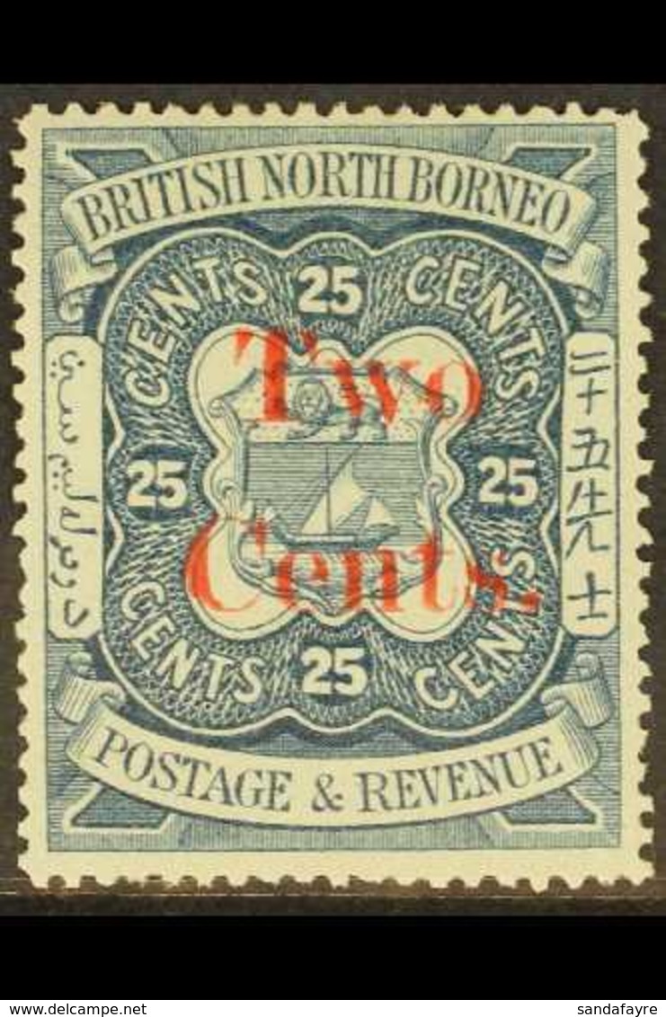 1890 2c. On 25c. Indigo, SG 51, Fine Mint. For More Images, Please Visit Http://www.sandafayre.com/itemdetails.aspx?s=63 - Borneo Septentrional (...-1963)