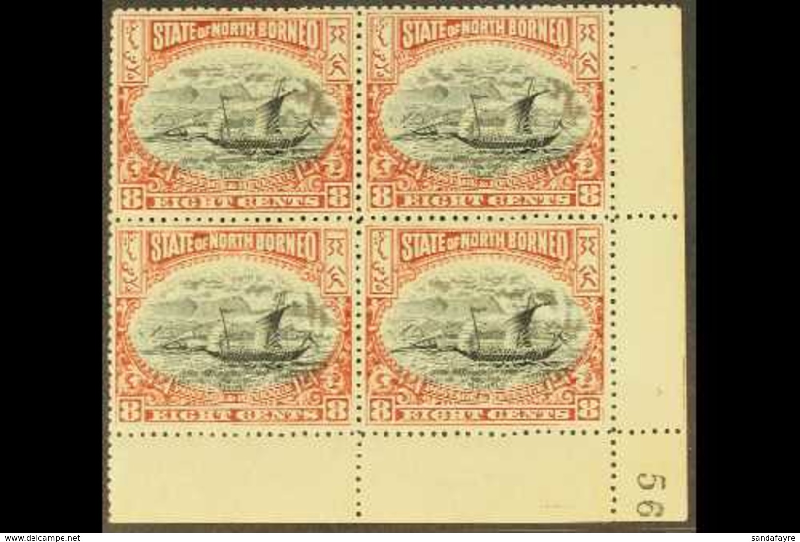 1897-1902 8c Black & Brown, SG 103, Never Hinged Mint BLOCK Of 4. (4 Stamps) For More Images, Please Visit Http://www.sa - Borneo Septentrional (...-1963)