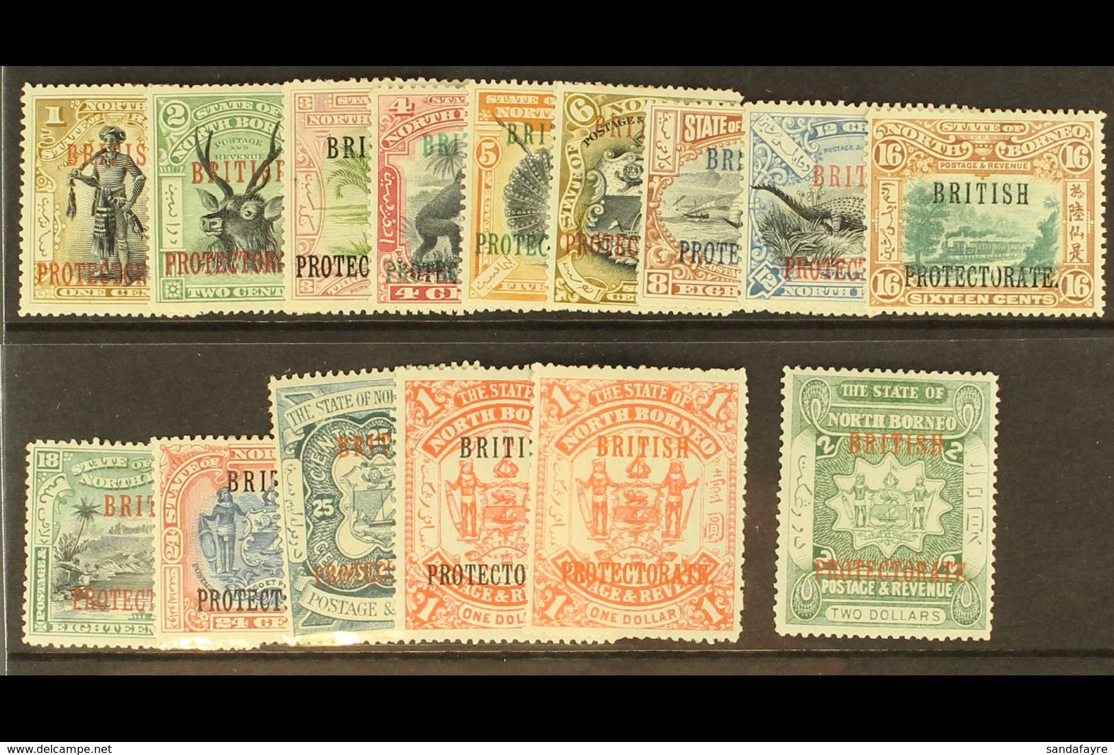 1901-05 Protectorate 1c To 25c, Both $1 And $2, SG 127/139, 141/143, Fine Mint. (15 Stamps) For More Images, Please Visi - Borneo Septentrional (...-1963)