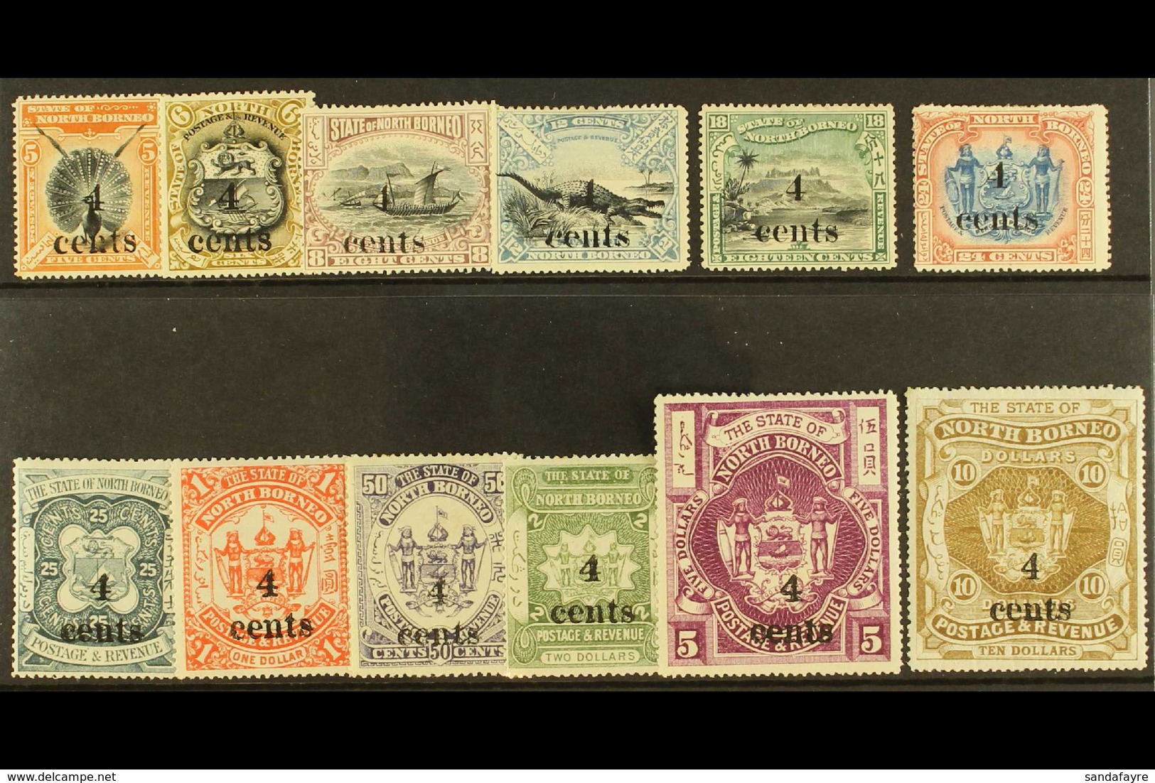 1904-05 Surcharged Set, SG 146/57, Fine Mint Set (12 Stamps) For More Images, Please Visit Http://www.sandafayre.com/ite - Borneo Septentrional (...-1963)