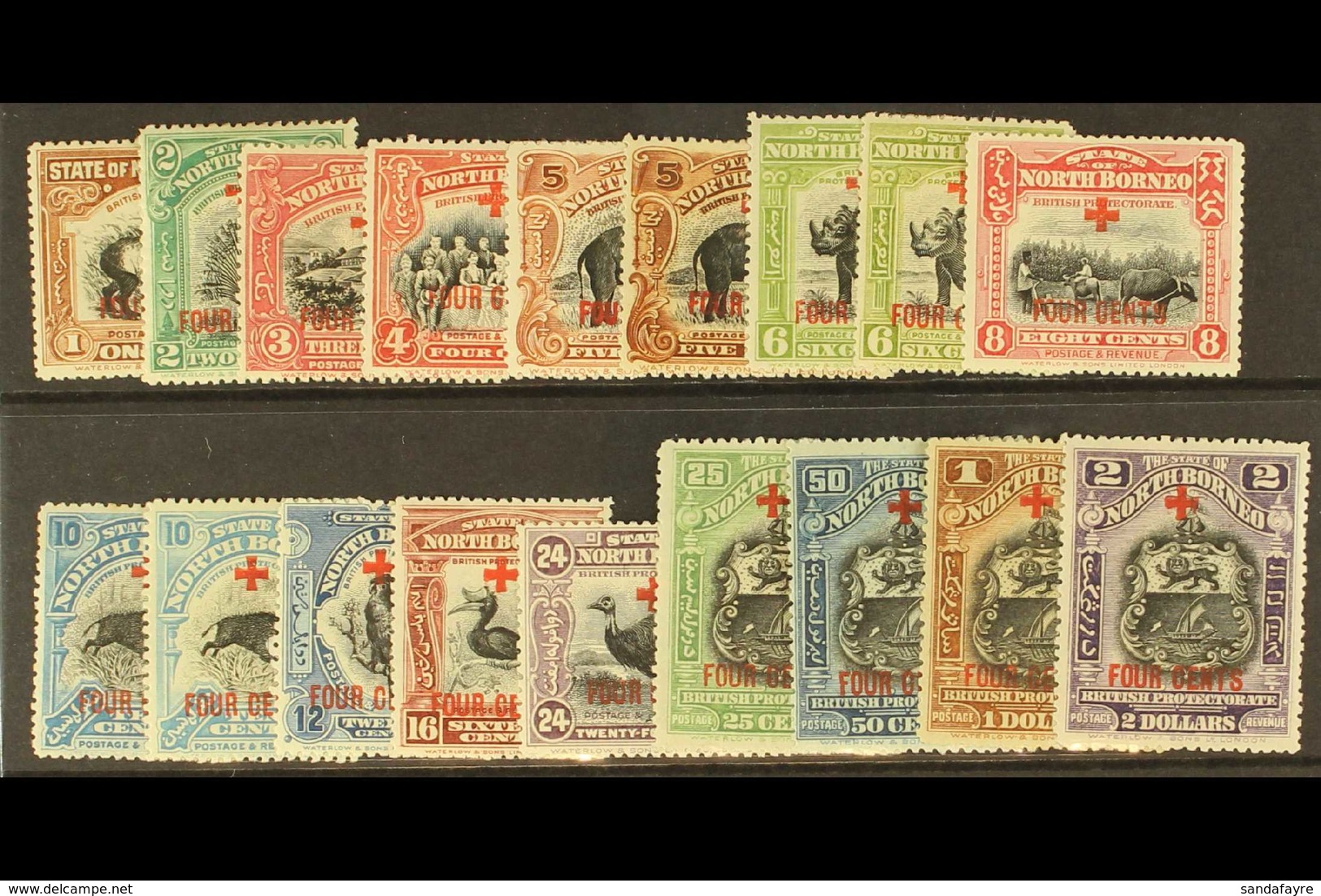 1918 1c + 4c To $2 + 4c, SG 235/250, Plus 5c, 6c And 10c Shades, Fine Mint. (18 Stamps) For More Images, Please Visit Ht - Borneo Septentrional (...-1963)