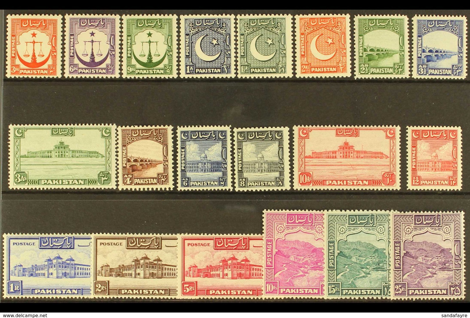 1948-57 Pictorial Set, SG 24/43, Very Fine Mint (20 Stamps) For More Images, Please Visit Http://www.sandafayre.com/item - Pakistán
