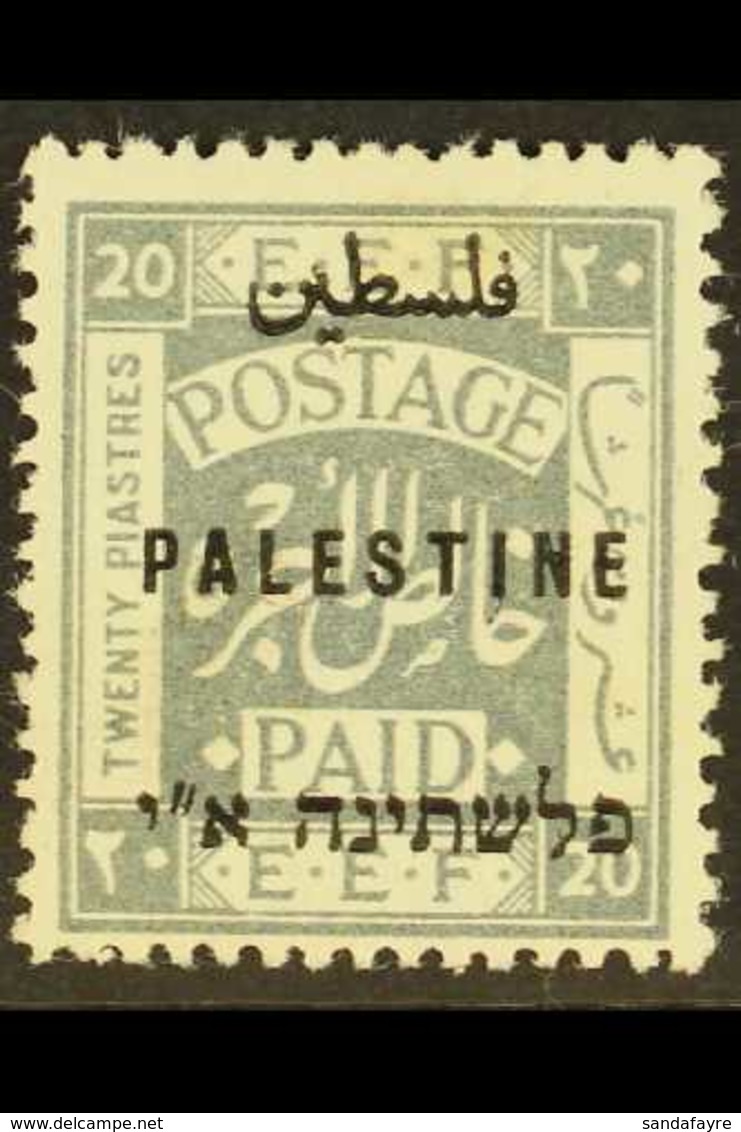 1921-22 20p Pale Grey Overprint, SG 70, Very Fine Mint, Fresh. For More Images, Please Visit Http://www.sandafayre.com/i - Palestina