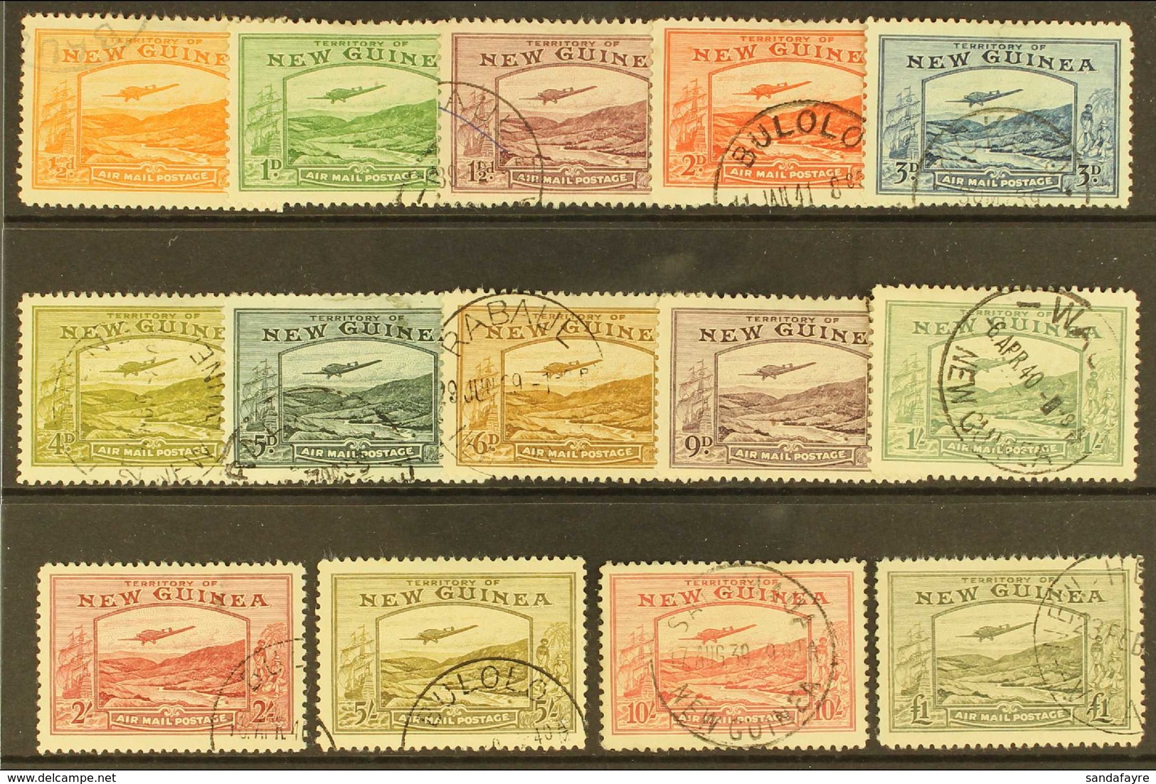 1939 AIRMAILS, Complete Set, SG 212/25, 5d & 2s With Some Light Marks, Otherwise Very Fine Used (14 Stamps). For More Im - Papúa Nueva Guinea