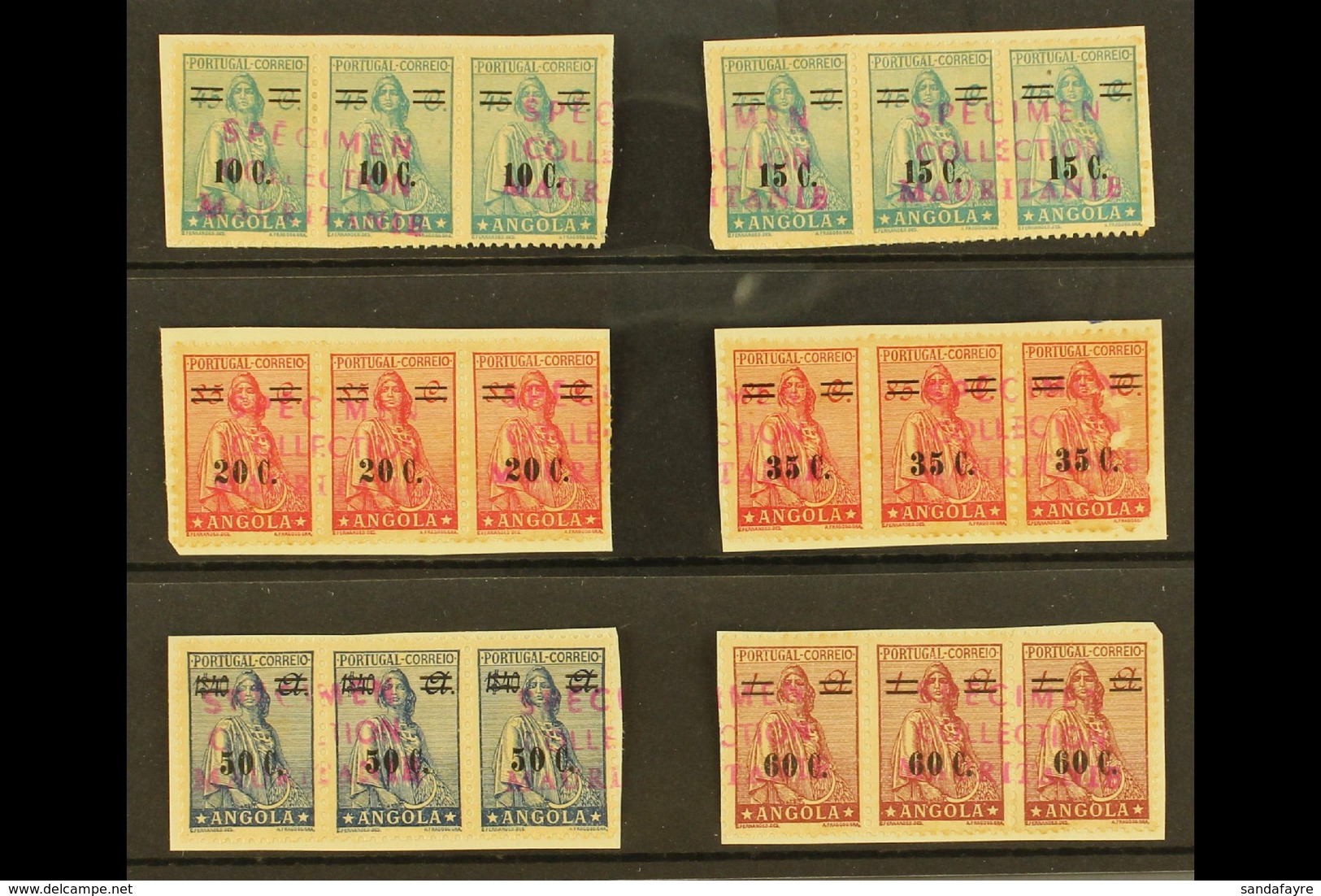 ANGOLA ARCHIVE SPECIMENS 1942 Ceres Surcharge Set Complete From 10c On 45c To 60c On 1a, Michel 295/300 Or SG 413/418, T - Otros & Sin Clasificación