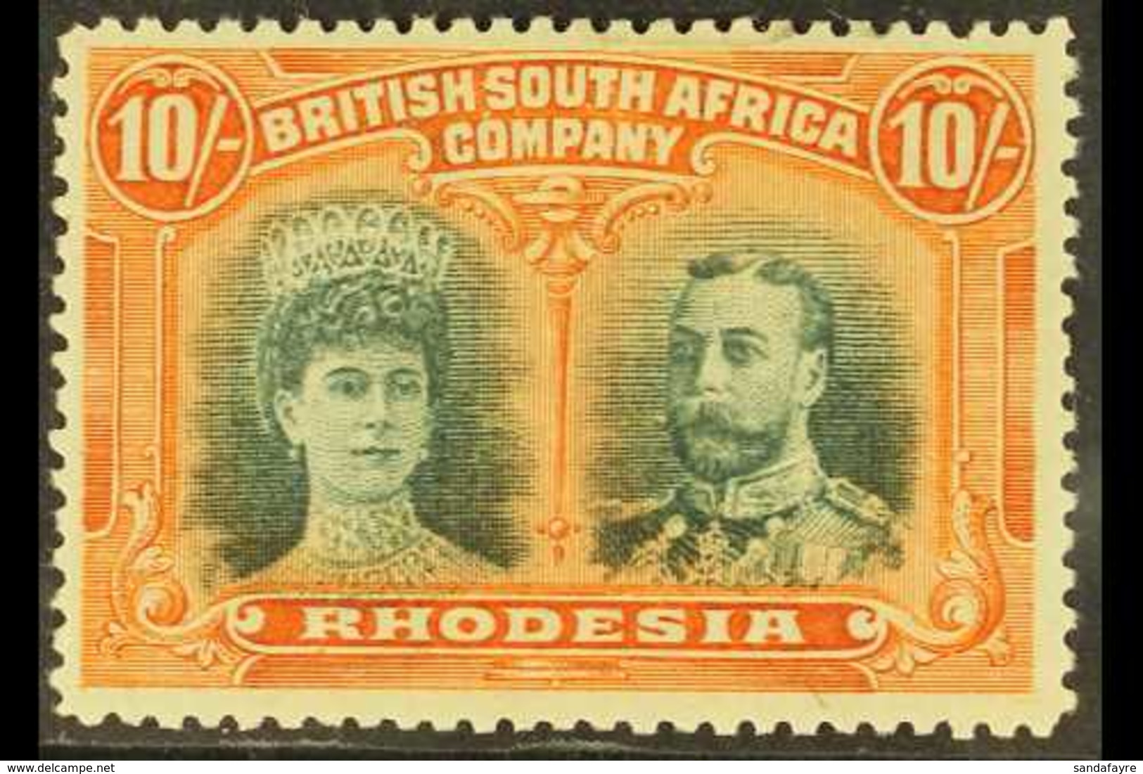 1910-13 10s Blue-green & Orange, Double Head, SG 164, Fine Mint. For More Images, Please Visit Http://www.sandafayre.com - Andere & Zonder Classificatie