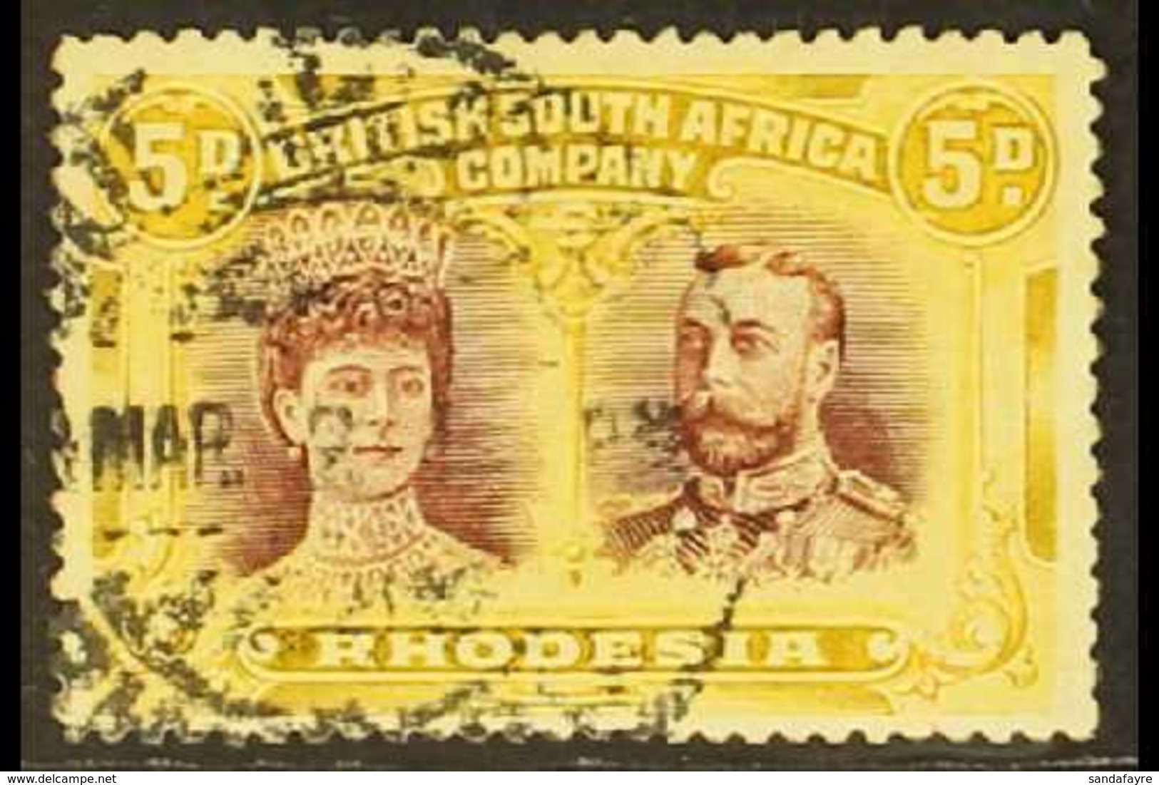 1910-13 5d Purple-brown & Ochre, Error Of Colour, Double Head, SG 141ab, Good To Fine Used, With B.P.A. Certificate. For - Otros & Sin Clasificación