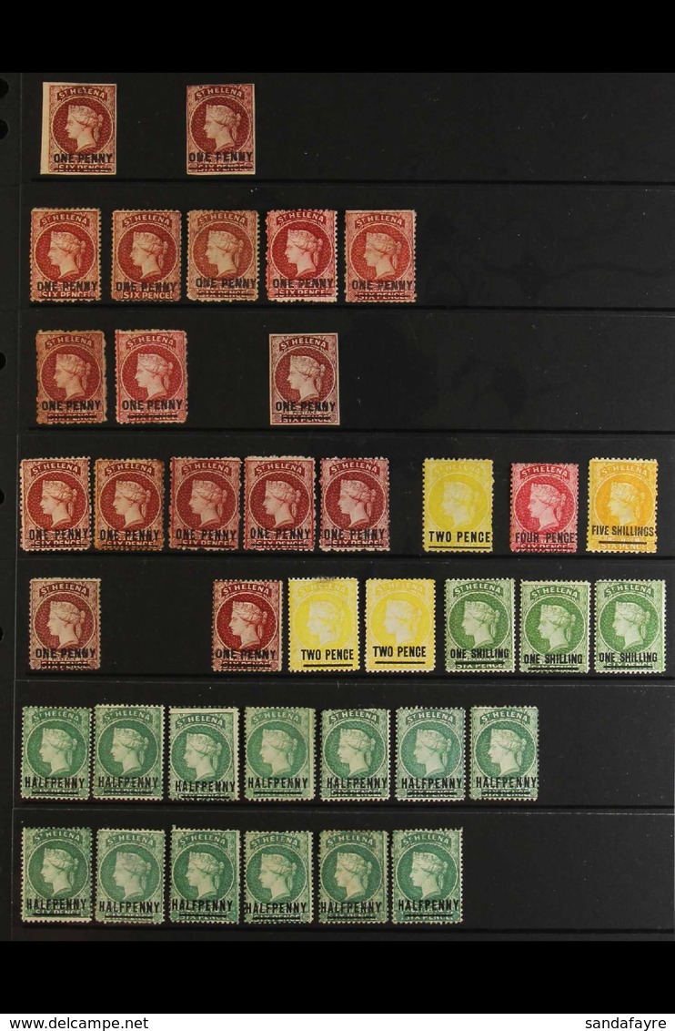 1863-94 MINT ACCUMULATION 1863 1d Imperfs, Types A & B Mint, 1864-80 Perf.12½ 1d Types A, B & C Plus Faked Type B Imperf - Isla Sta Helena