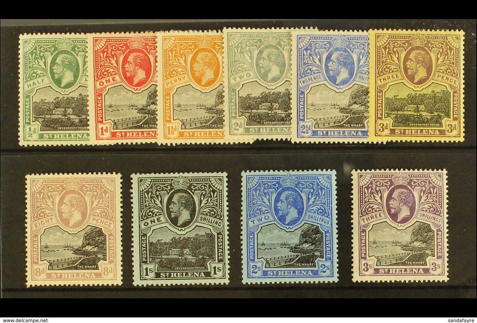 1912-16 "Government House And The Wharf" Complete KGV Set, SG 72/81, Fine Mint. (10 Stamps) For More Images, Please Visi - Isla Sta Helena