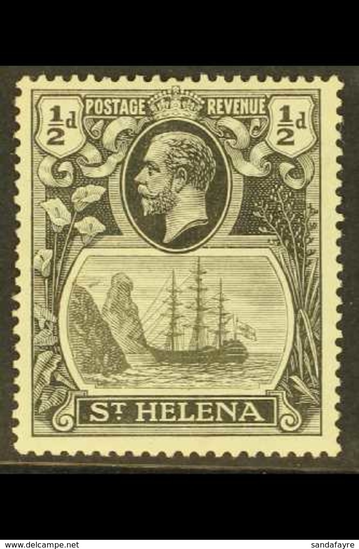 1922-37 ½d Grey-black & Black, Wmk Script CA, BROKEN MAINMAST VARIETY, SG 97ha, Mint. For More Images, Please Visit Http - Isla Sta Helena