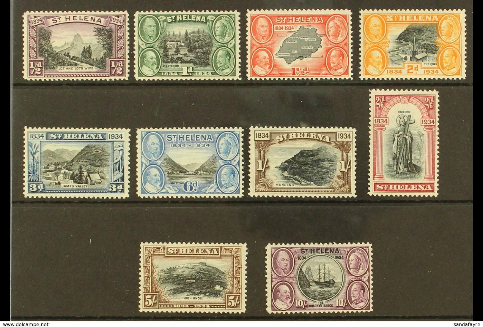 1934 Centenary Complete Set, SG 114/23, Very Fine Mint, Very Fresh. (10 Stamps) For More Images, Please Visit Http://www - Isla Sta Helena