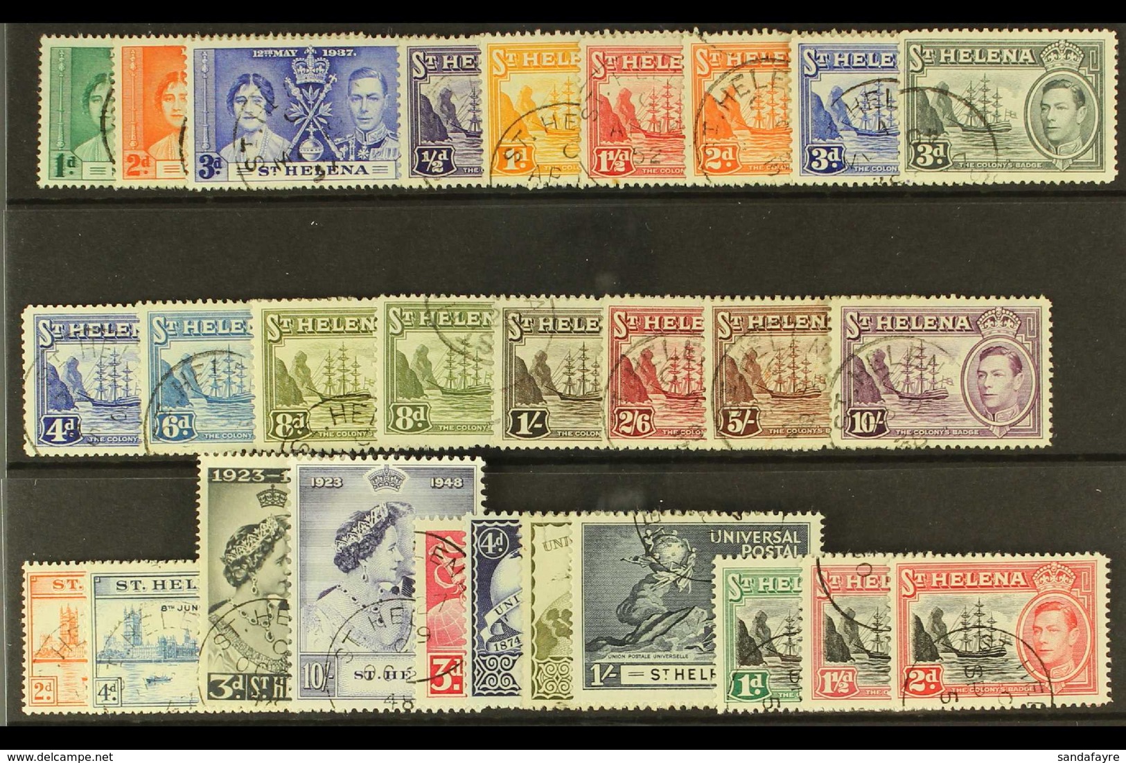 1937-51 COMPLETE KGVI USED COLLECTION. A Complete Run Of Issues From The KGVI Period, SG 128/151 Including The 8d Listed - Isla Sta Helena