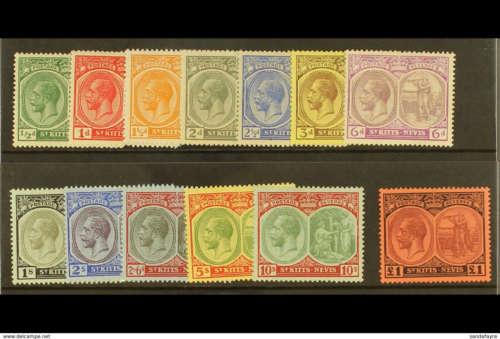 1920-22 Complete Set, SG 24/36, Very Fine Mint. (13) For More Images, Please Visit Http://www.sandafayre.com/itemdetails - St.Kitts Y Nevis ( 1983-...)