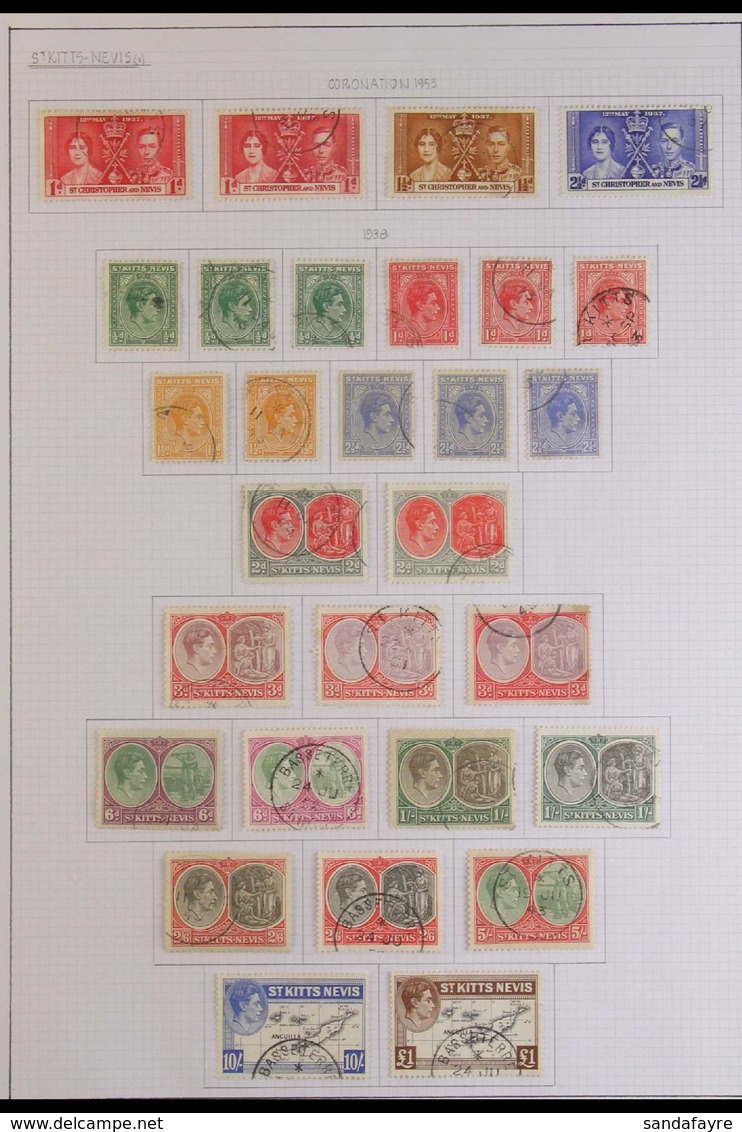 1937-1957 USED COLLECTION OF SETS. A Delightful Collection Of Sets That Includes The 1938-50 KGVI Definitive Set F All V - St.Kitts Y Nevis ( 1983-...)