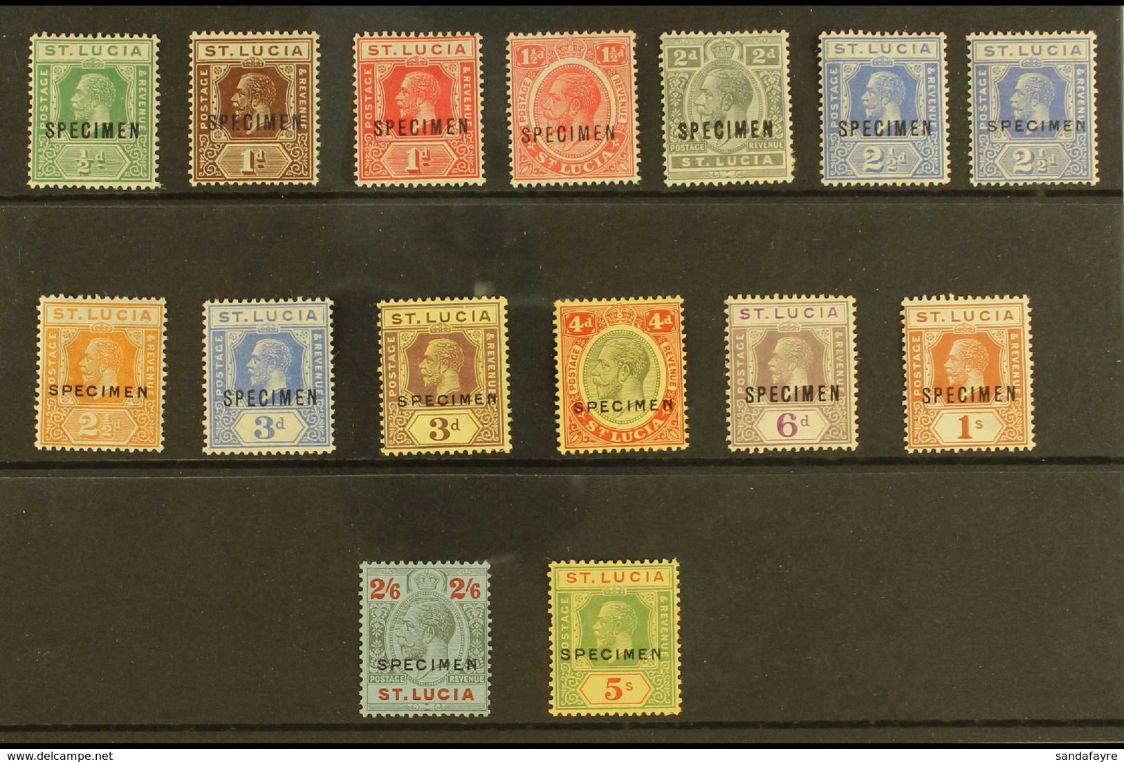 1921 - 30 Geo V Set Complete, Wmk Script, Ovptd "Specimen", SG 91s/105s, Very Fine Mint, Large Part Og. (15 Stamps) For  - St.Lucia (...-1978)