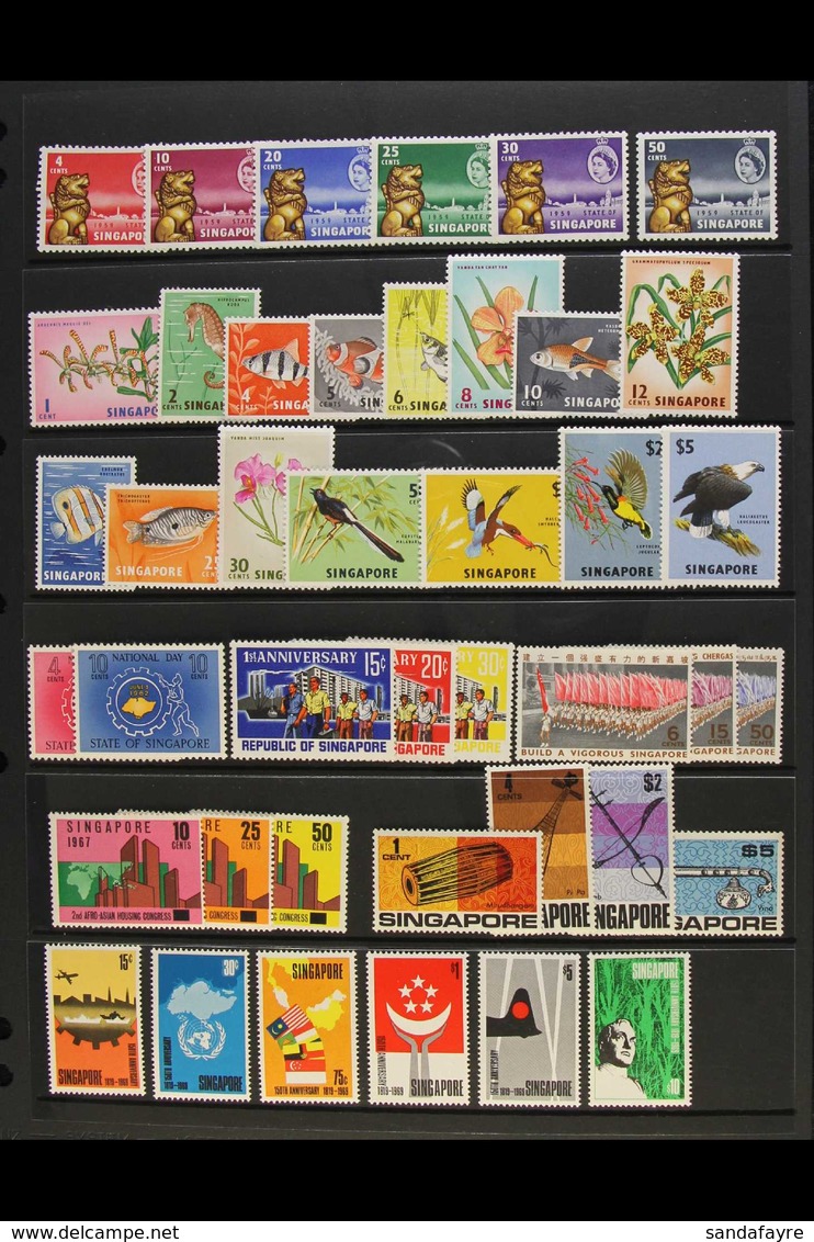 1959-1980 NEVER HINGED MINT COLLECTION On Stock Pages, ALL DIFFERENT Mostly Complete Sets, Includes 1959 Constitution Se - Singapur (...-1959)