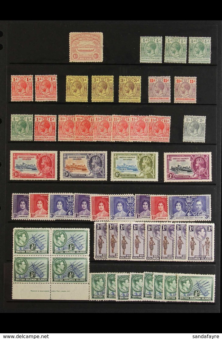 1907-1966 MINT ACCUMULATION ON STOCKLEAVES CAT £500+ A Few Faults But Mainly Fine Condition Including Some Never Hinged. - Islas Salomón (...-1978)