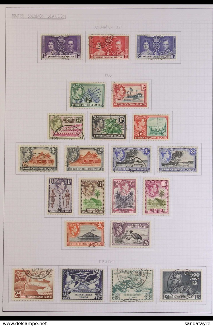 1937-67 USED COLLECTION Presented On Album Pages With KGVI Values To 10s Inc Sets & QEII Range To 5s & 1966-67 Decimal C - Islas Salomón (...-1978)